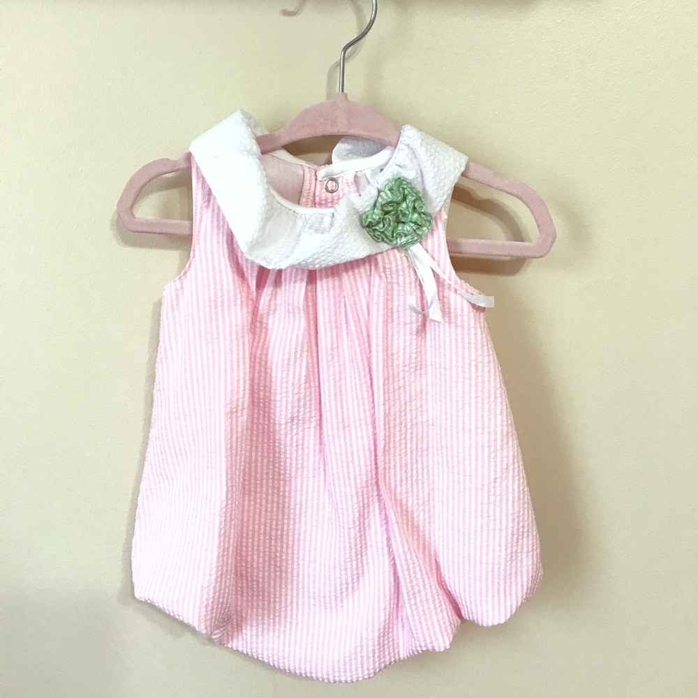 Beautiful pink and white onesie dress.